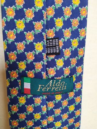 Corbata azul/flores Aldo Ferretti