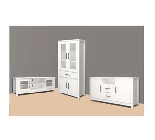 Vitrina, Aparador y Mueble TV en roble oscuro