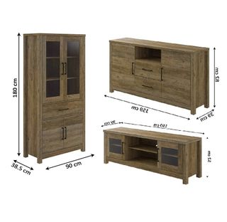 Vitrina, Aparador y Mueble TV en roble oscuro