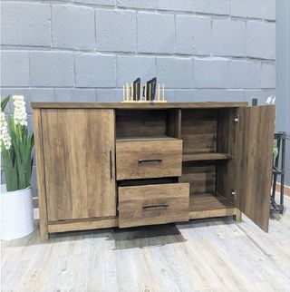 Vitrina, Aparador y Mueble TV en roble oscuro