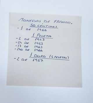 Pesetas, monedas de Franco .