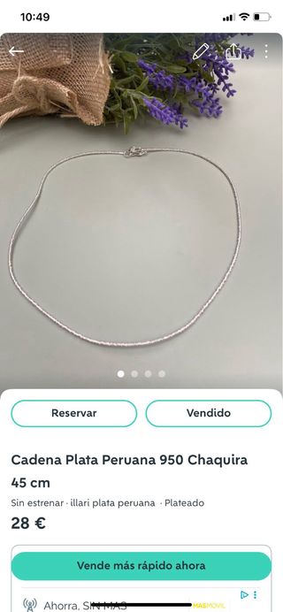 cadenas plata peruana 24 y 22 cm de largo