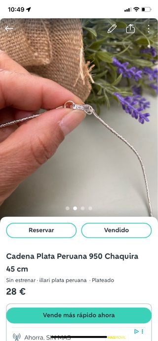 cadenas plata peruana 24 y 22 cm de largo