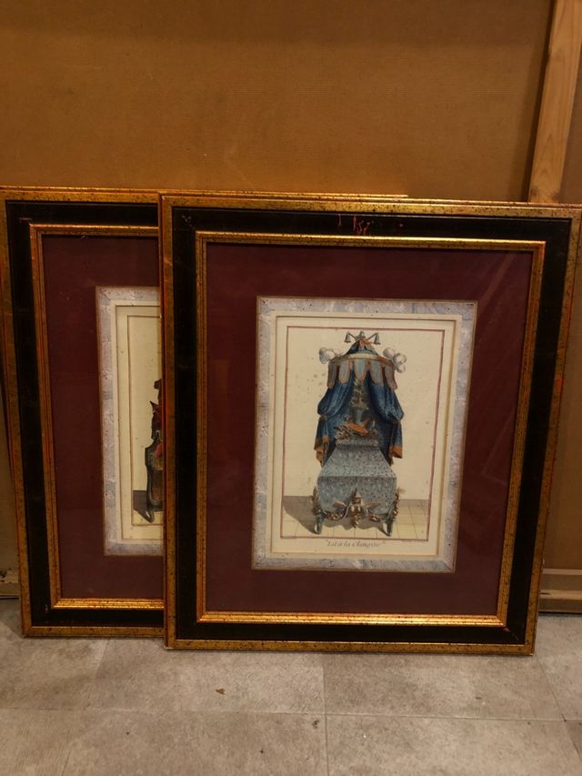 Pareja de grabados franceses