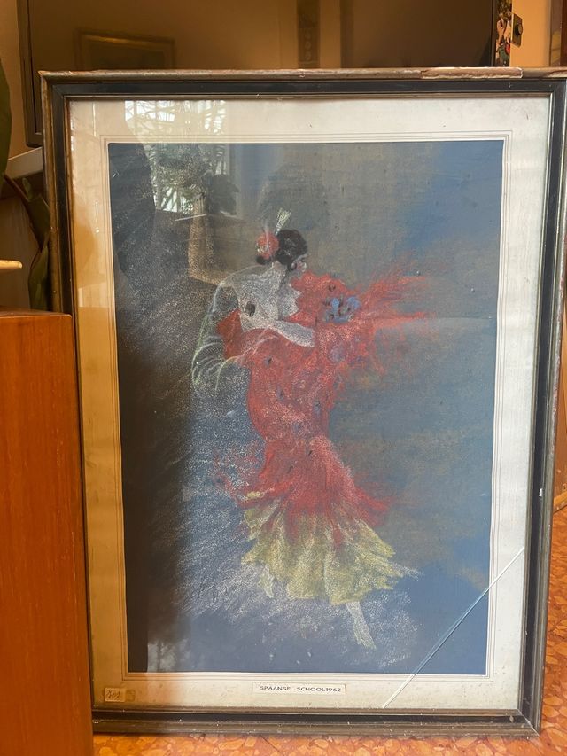 meraviglioso acquarello scuola spagnola 1962