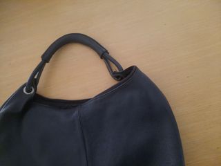 Bolso piel cuero negro grande