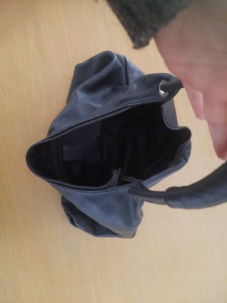 Bolso piel cuero negro grande