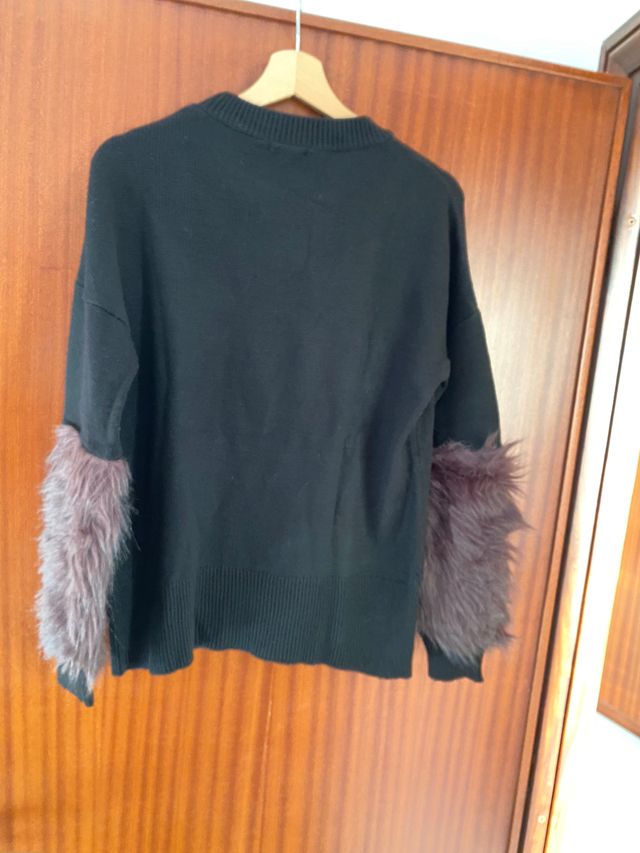 Tezenis donna pullover nero peluche taglia m