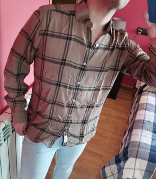 Camisa cuadros marrón Pedro del Hierro L SemiNUEVA