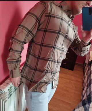 Camisa cuadros marrón Pedro del Hierro L SemiNUEVA