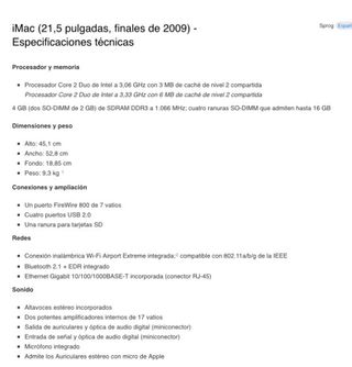 IMAC 21,5 INTEL CORE2 DUO