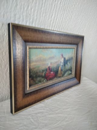 CUADRO  ÓLEO FIGURA MARCO LISO