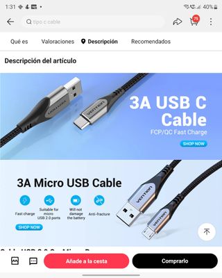 CABLE USB C A MICRO USB NUEVO OTG