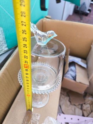 Bandeja con pie y campana de cristal