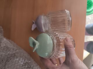 Set de 3 botes en cristal y cerámica Mariposa
