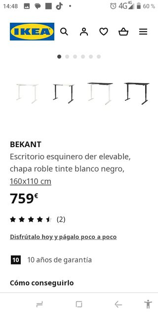 Escritorio esquinero 160*110 Ikea