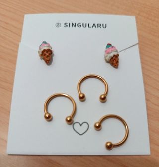 Pack de pendientes helados y piercing
