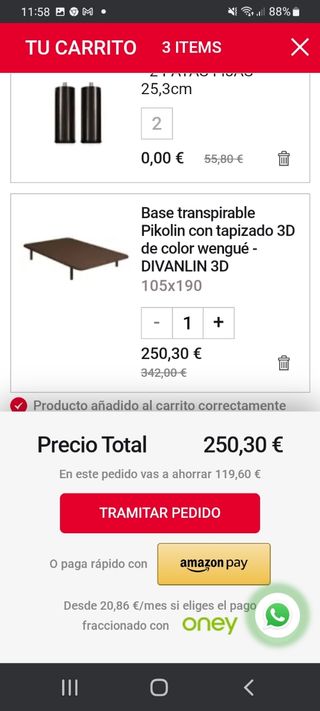Cama plegable 105x190cm