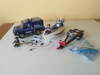 Coche Lancha y Remolque Policías Playmobil 5187