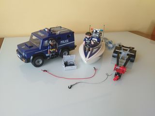 Coche Lancha y Remolque Policías Playmobil 5187