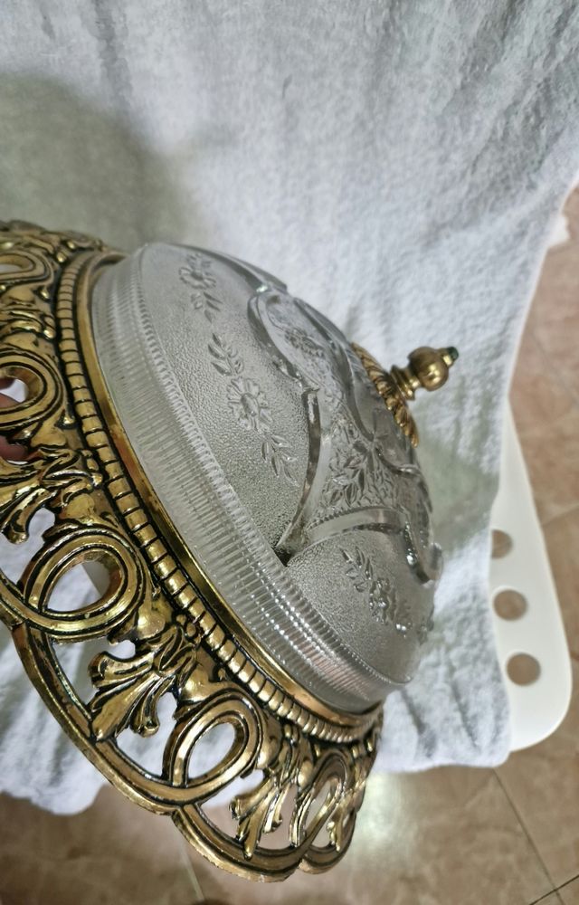 Lampara techo latón cristal