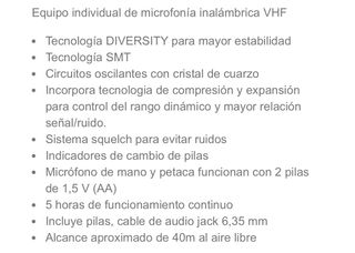Microfono inalambrico VHF