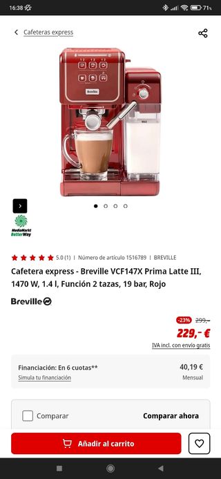 Cafetera express Breville VCF147X