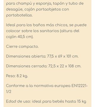 Bañera  CAM con cambiador  y manguera de desague