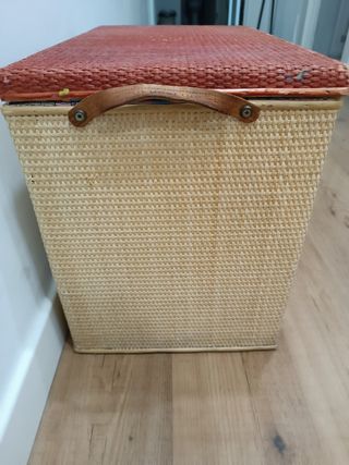 Baúl mimbre y madera niños