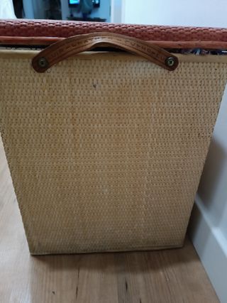 Baúl mimbre y madera niños