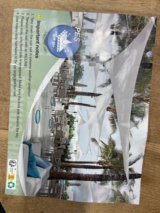 Toldo vela impermeable grande 7 m x 5 x 5