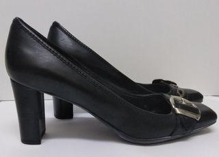 Zapato Geox Respira Mujer Piel Negro Tacón 8cm.