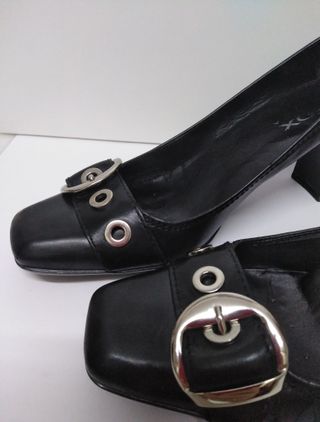 Zapato Geox Respira Mujer Piel Negro Tacón 8cm.