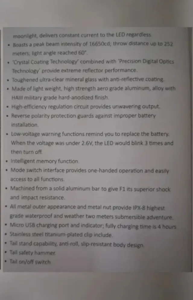 Linterna Led Zanfire F1