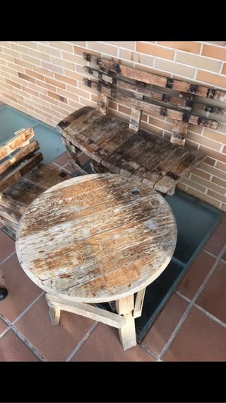 Conjunto muebles rústicos roble