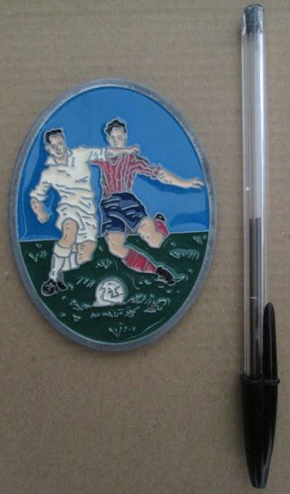 Chapa de Fulbol Madrid-Barca Vintage.