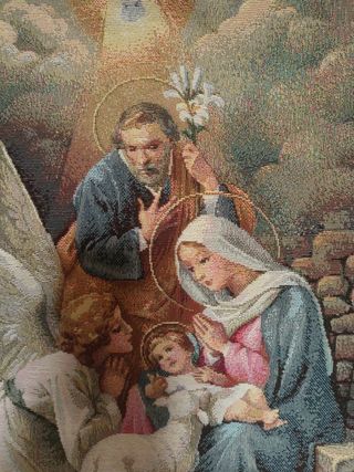 Arazzo gobelin natalizio natività con luci led