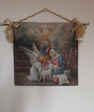 Arazzo gobelin natalizio natività con luci led