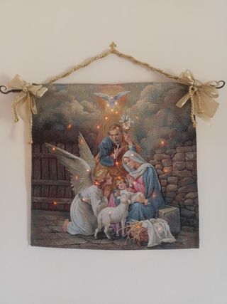 Arazzo gobelin natalizio natività con luci led