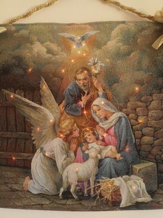 Arazzo gobelin natalizio natività con luci led