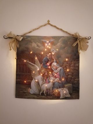 Arazzo gobelin natalizio natività con luci led