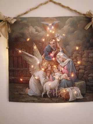Arazzo gobelin natalizio natività con luci led