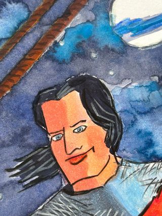 DIBUJO ACUARELA EL CAPITÁN TRUENO