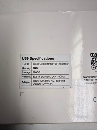 Beelink Mini PC U59 con Intel N5105 #H60144