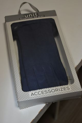 Guantes de piel en azul marino con pelo