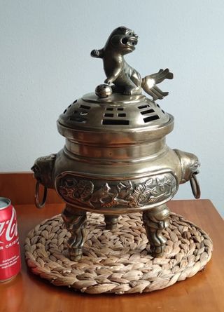 Antiguo Incensario Budista de Bronce