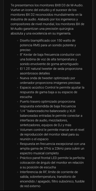 Monitores de estudio.M-audioBx8D3+soportes audibax