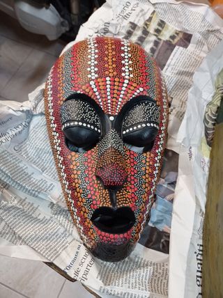 Maschera in legno dipinta mis35x20