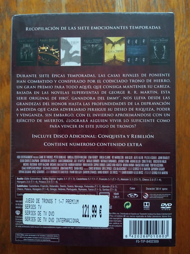 DVDs Juego de tronos temporadas 1-7