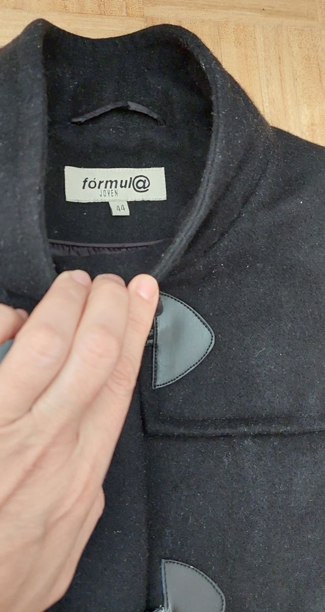 Chaqueta lana tipo trenka negra mujer